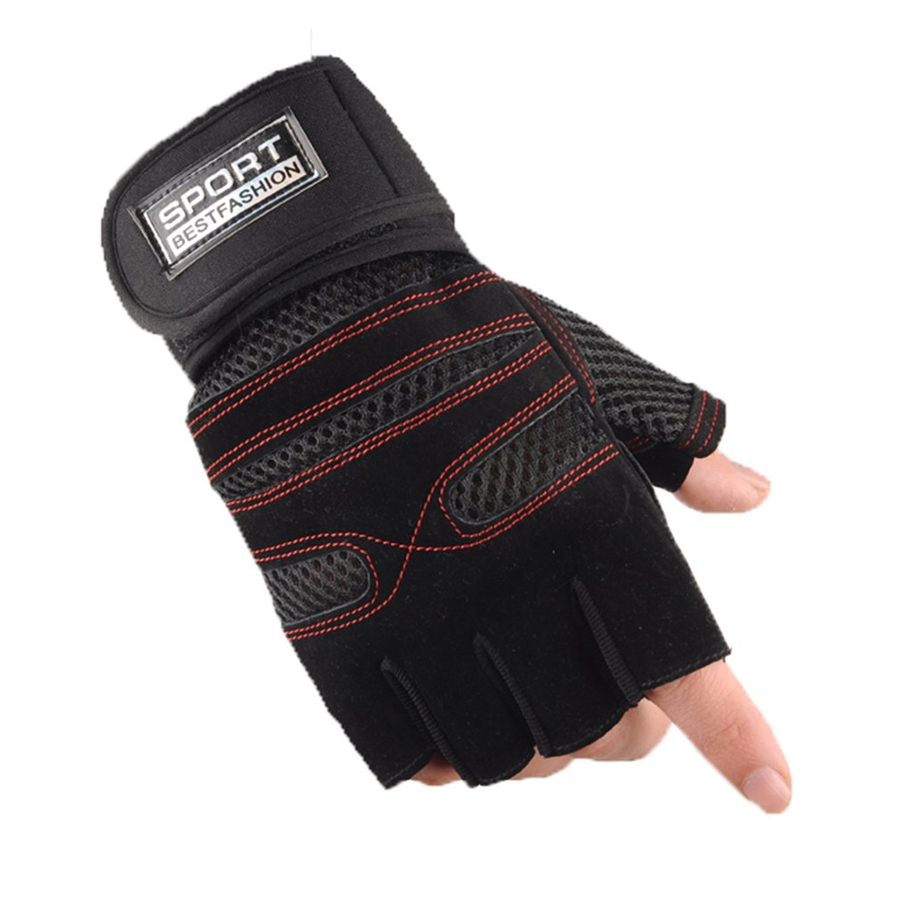 1 Pair Half Finger Gym Gloves Non-slip Breathable