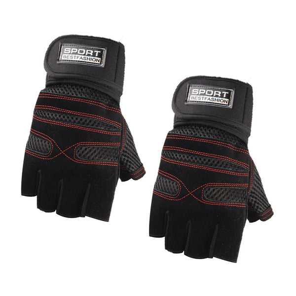 1 Pair Half Finger Gym Gloves Non-slip Breathable