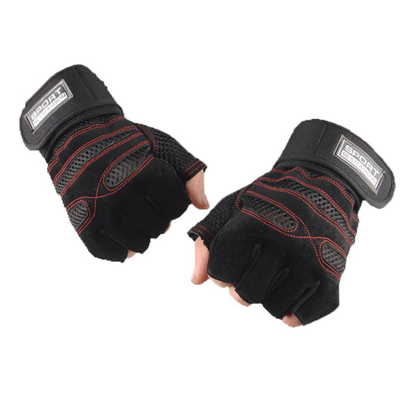 1 Pair Half Finger Gym Gloves Non-slip Breathable