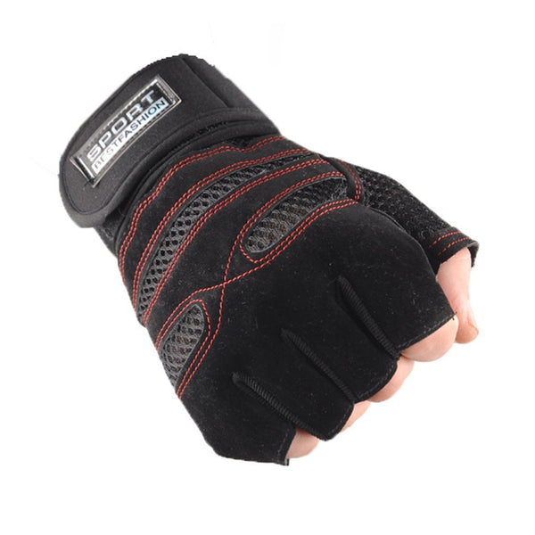 1 Pair Half Finger Gym Gloves Non-slip Breathable