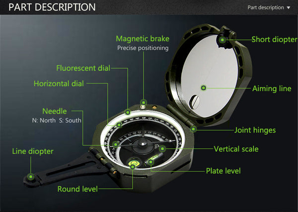 Professional Geological Lightweight Military Pocket Compass