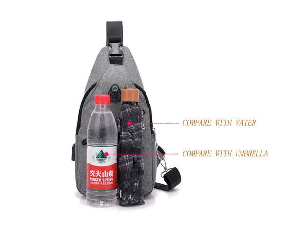 USB charging anti theft chest crossbody bag