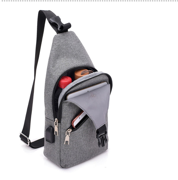 USB charging anti theft chest crossbody bag
