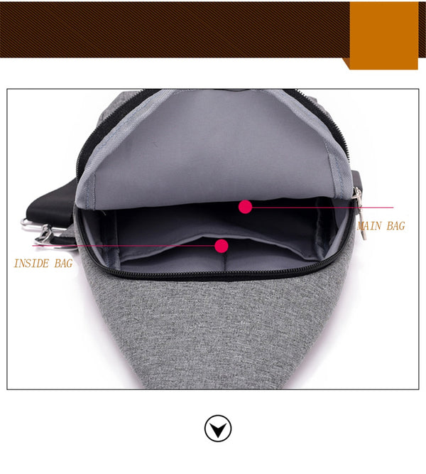 USB charging anti theft chest crossbody bag