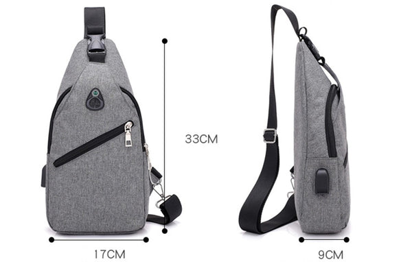 USB charging anti theft chest crossbody bag