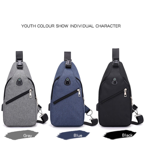 USB charging anti theft chest crossbody bag