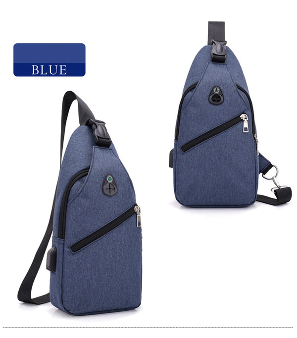 USB charging anti theft chest crossbody bag