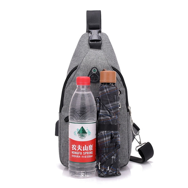 USB charging anti theft chest crossbody bag