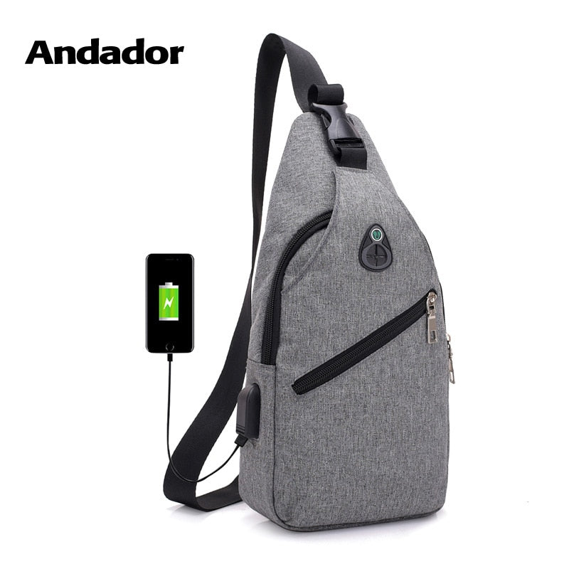 USB charging anti theft chest crossbody bag