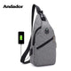 USB charging anti theft chest crossbody bag