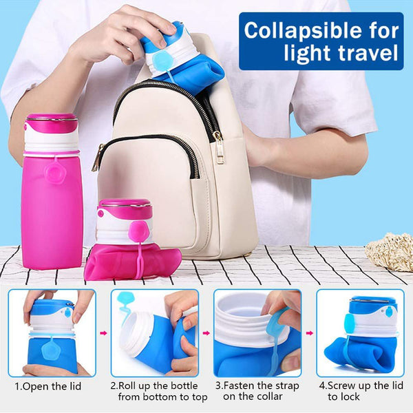 Collapsible USB Rechargeable Water Bottles with LED Light 550ml