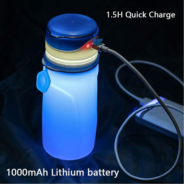 Collapsible USB Rechargeable Water Bottles with LED Light 550ml