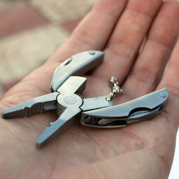 Multi-functional Folding Plier Clamp Keychain