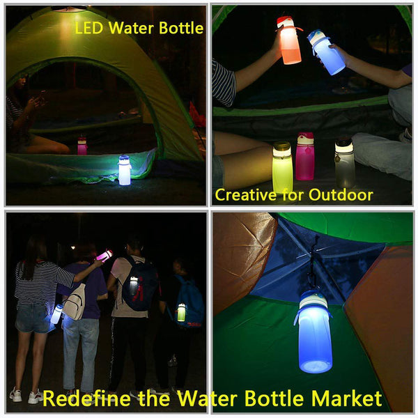 Collapsible USB Rechargeable Water Bottles with LED Light 550ml